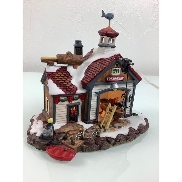 VTG Santa’s workbench collection Boat Shop Towne Series porcelain village * - Picture 12 of 12